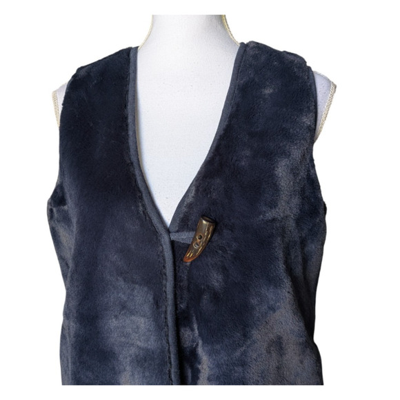 J McLaughlin Navy Blue Lolan Faux Fur Knit Back Vest Sweater Size Small Toggle - Picture 4 of 7
